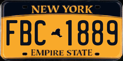 NY license plate FBC1889