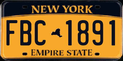 NY license plate FBC1891