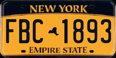 NY license plate FBC1893