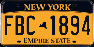 NY license plate FBC1894