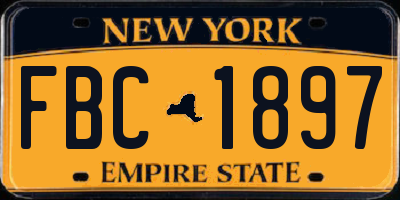 NY license plate FBC1897