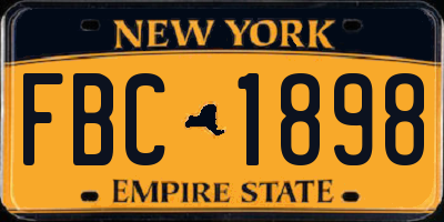 NY license plate FBC1898