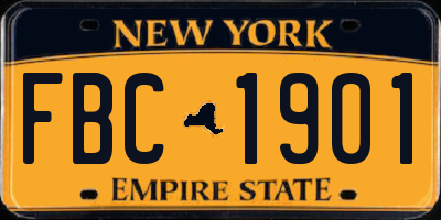 NY license plate FBC1901