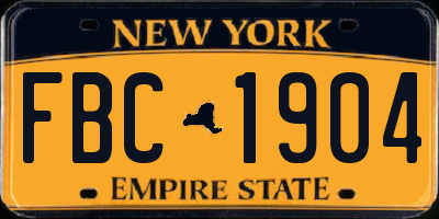 NY license plate FBC1904