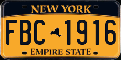 NY license plate FBC1916