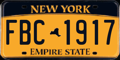 NY license plate FBC1917