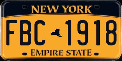 NY license plate FBC1918