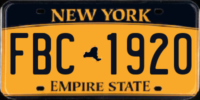 NY license plate FBC1920