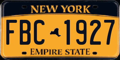 NY license plate FBC1927