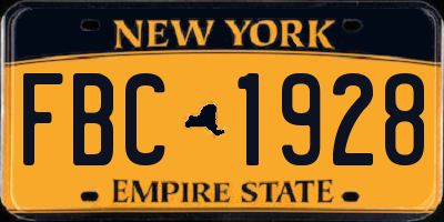 NY license plate FBC1928