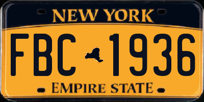 NY license plate FBC1936