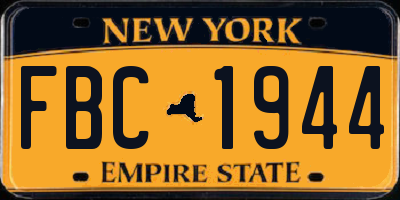 NY license plate FBC1944