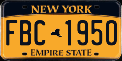 NY license plate FBC1950