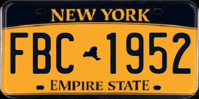 NY license plate FBC1952