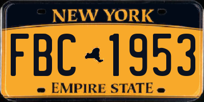 NY license plate FBC1953