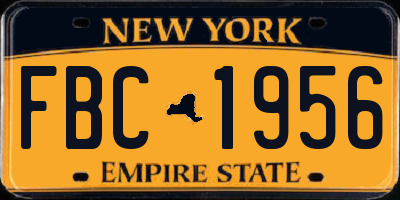 NY license plate FBC1956