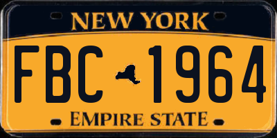 NY license plate FBC1964