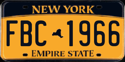 NY license plate FBC1966