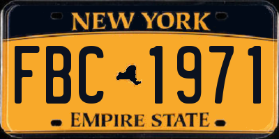 NY license plate FBC1971