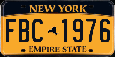 NY license plate FBC1976