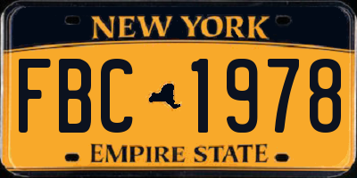 NY license plate FBC1978