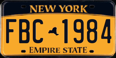 NY license plate FBC1984