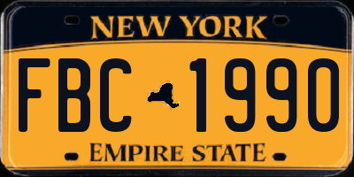 NY license plate FBC1990