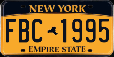 NY license plate FBC1995