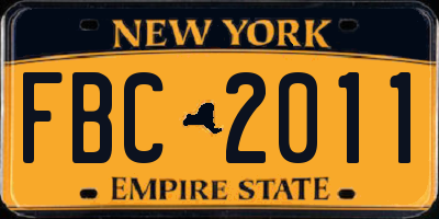 NY license plate FBC2011