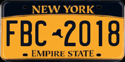 NY license plate FBC2018