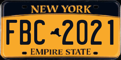 NY license plate FBC2021