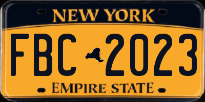 NY license plate FBC2023