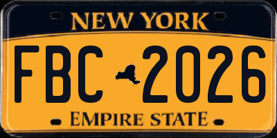 NY license plate FBC2026
