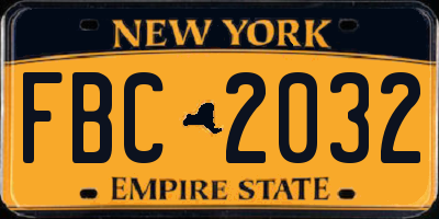 NY license plate FBC2032