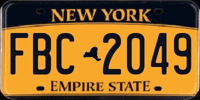 NY license plate FBC2049