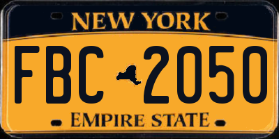 NY license plate FBC2050
