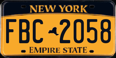 NY license plate FBC2058