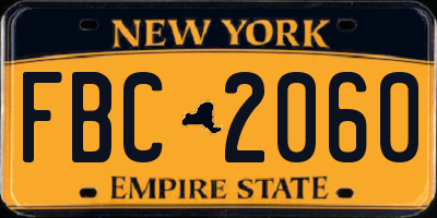 NY license plate FBC2060