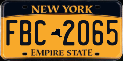 NY license plate FBC2065