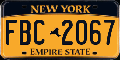 NY license plate FBC2067