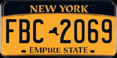 NY license plate FBC2069