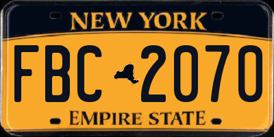 NY license plate FBC2070