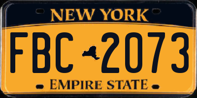 NY license plate FBC2073