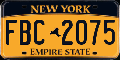 NY license plate FBC2075