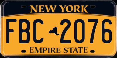 NY license plate FBC2076