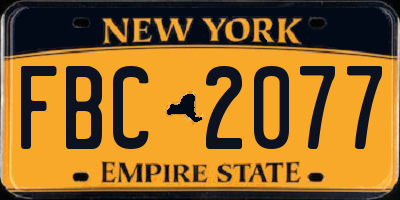 NY license plate FBC2077