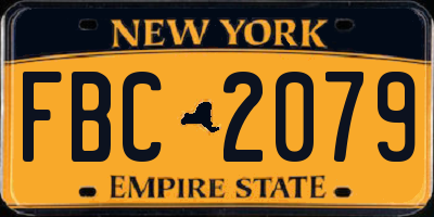 NY license plate FBC2079