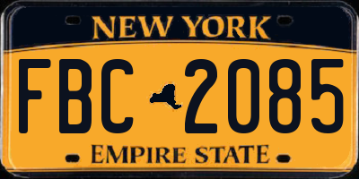 NY license plate FBC2085