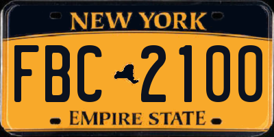 NY license plate FBC2100