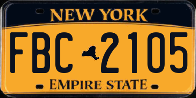 NY license plate FBC2105